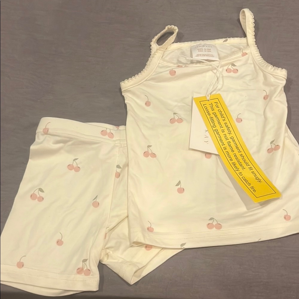 Jamie Kay White and Pink Pajama Set Lightweight Cherry design